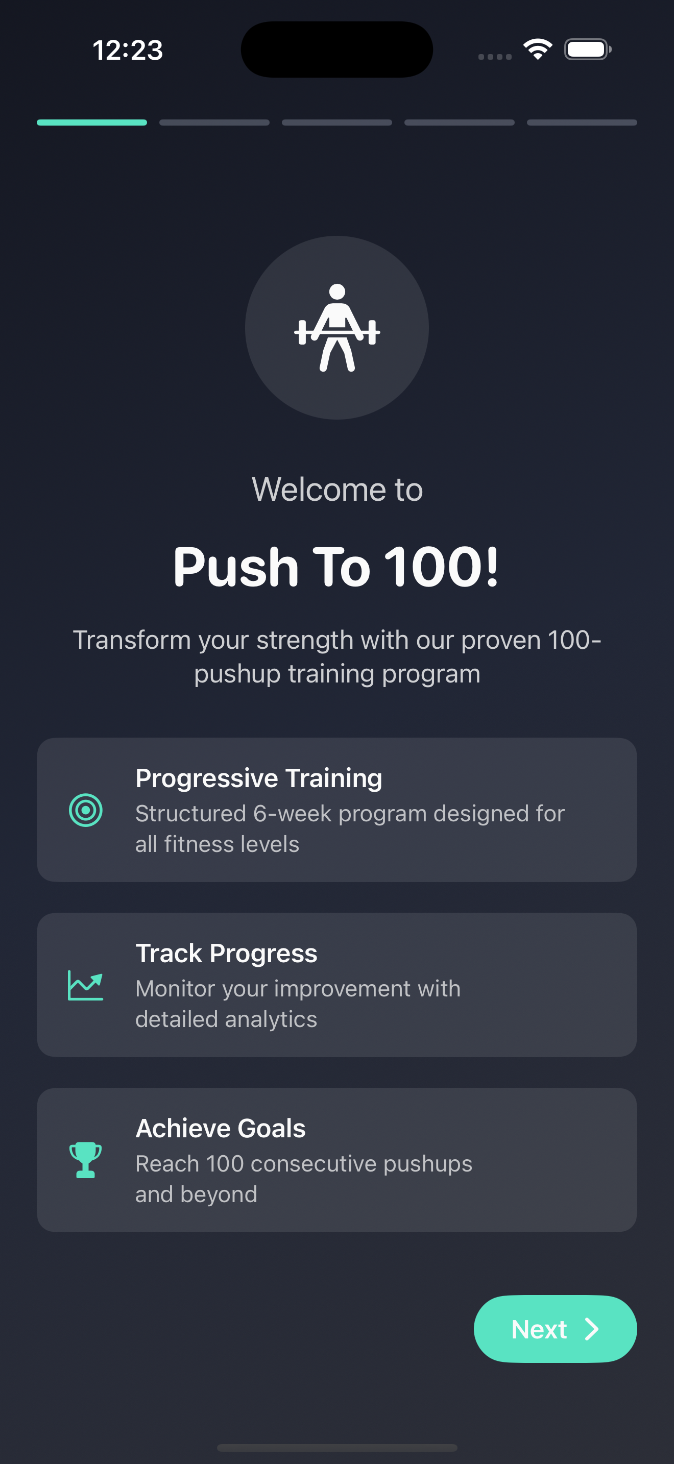 PushTo100 iPhone screenshot 1